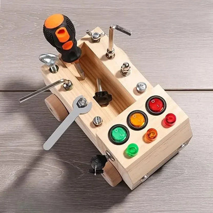 Houten Speelbord met LED-lampjes en Schakelaars voor Kinderen