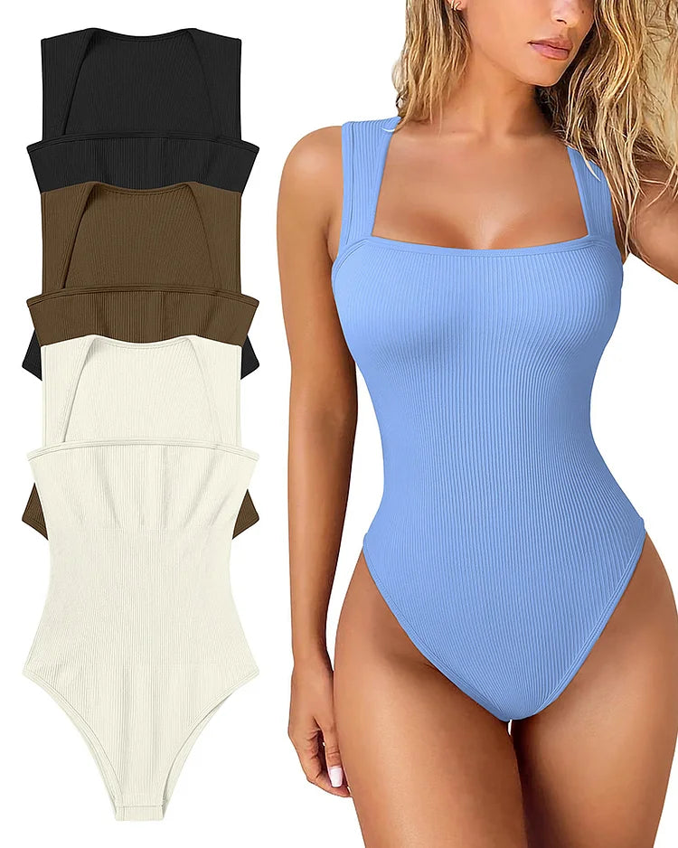 Chic Bodysuit Ribbel Ribbelpatroon Zelfverzekerd Maatkleding