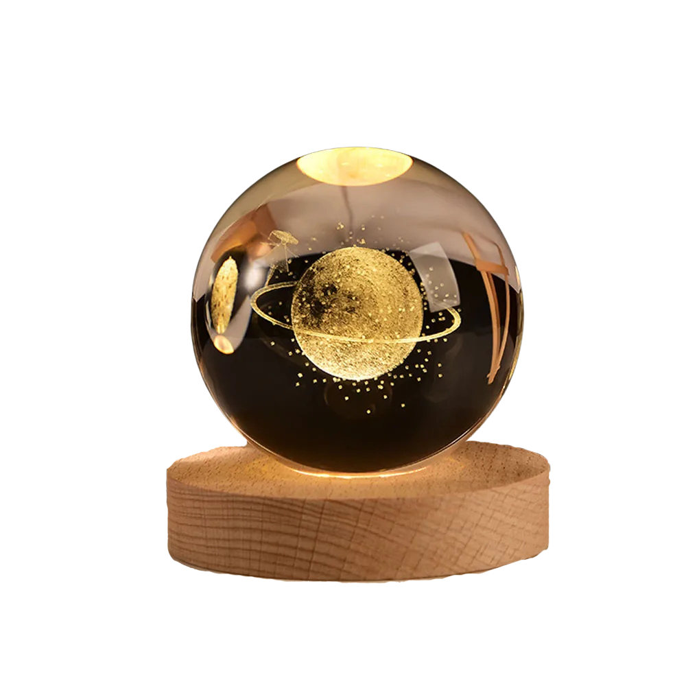Kristallen Bol Zonnestelsel 3D Gravure Woondecoratie