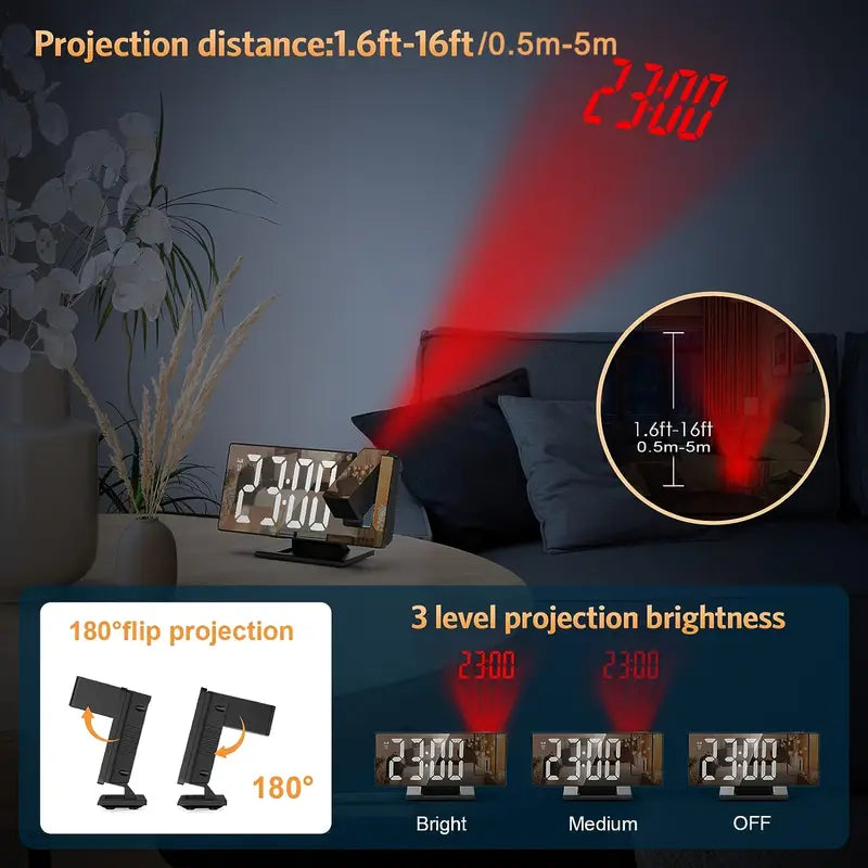 LED Wekker 180° Verstelbaar met Snooze en Temperatuurweergave