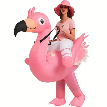 Opblaasbaar Flamingo Kostuum Grappig voor Feesten en Carnaval