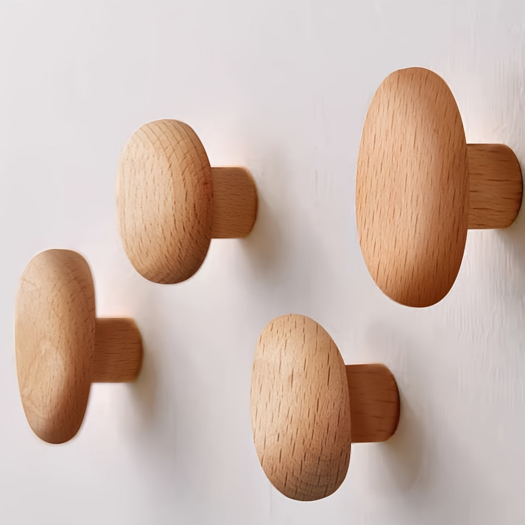 Houten Wandhaken Set Handgemaakt van Notenhout en Beukenhout