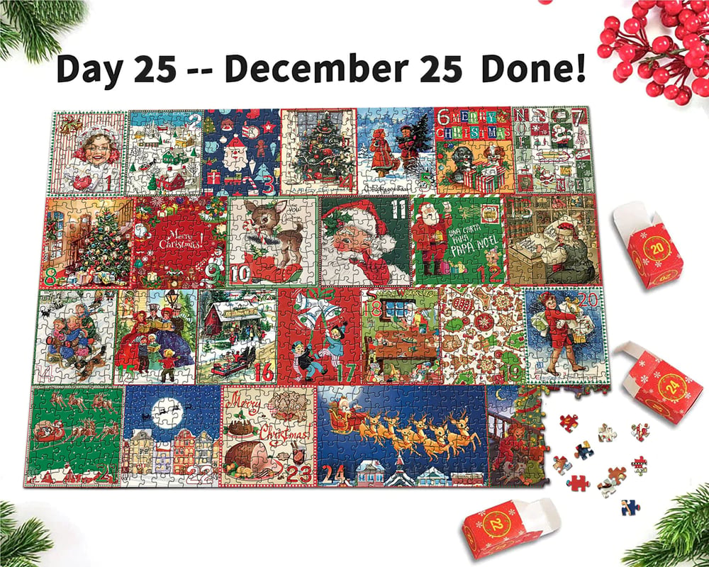 Kerstpuzzel Adventskalender 1000 Stukjes Legpuzzel voor Volwassenen en Kinderen