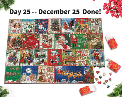 Kerstpuzzel Adventskalender 1000 Stukjes Legpuzzel voor Volwassenen en Kinderen