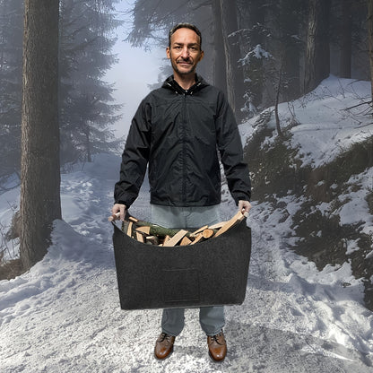Opvouwbare Houten Koffer 55L Donkergrijs met Leder en Houten Handvatten