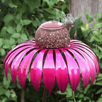 Vogelvoederhuis met Kegelbloemen voor een Kleurrijke Tuin