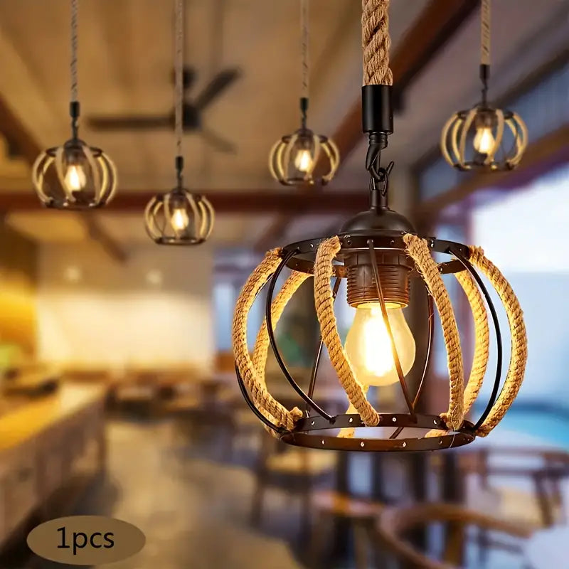 Hanglamp Industrieel Gevlochten Touw IJzeren Design - Velinix