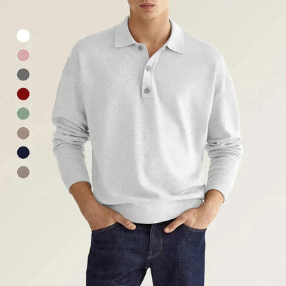 Mannen Poloshirt Lange Mouw Klassiek Stijlvol