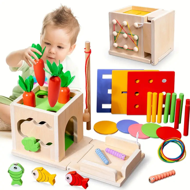 Montessori Speelbox 8-in-1 Houten Speelgoed voor Baby's - Velinix