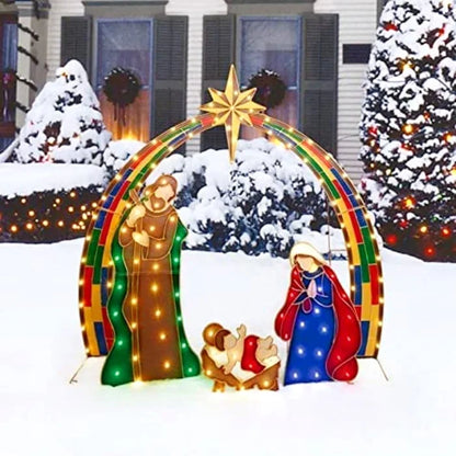 Kerstornament LED Verlicht Heilige Familie voor Tuin en Terras