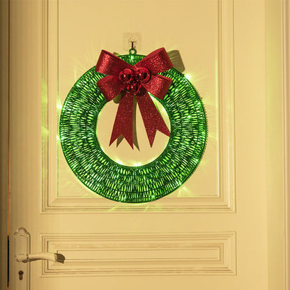 Kerstkrans LED Verlicht 50cm Luxe Groen Goud Handgemaakt