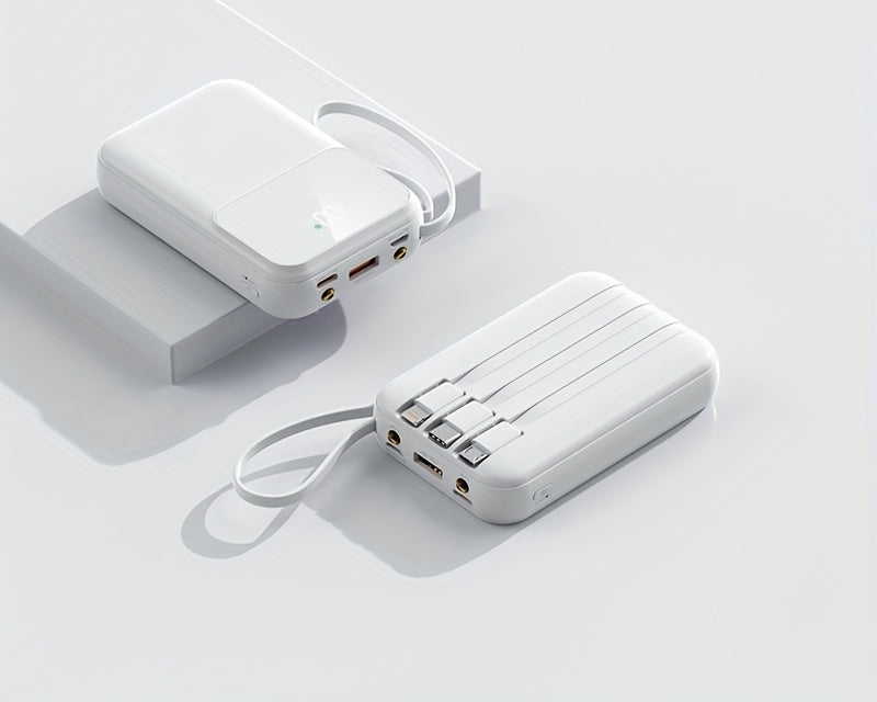 Draagbare Powerbank 10000mAh Snelladen met LED-display en Kabels