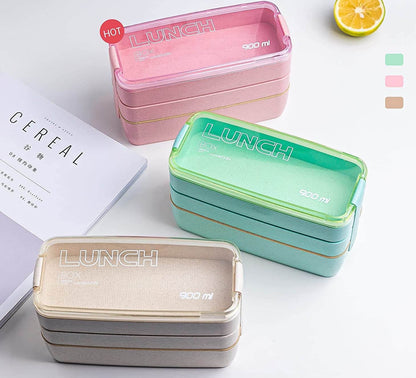 3-Laags Bento Lunchdoos voor Kinderen en Volwassenen