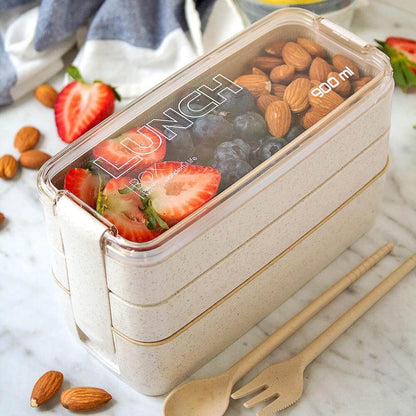 3-Laags Bento Lunchdoos voor Kinderen en Volwassenen