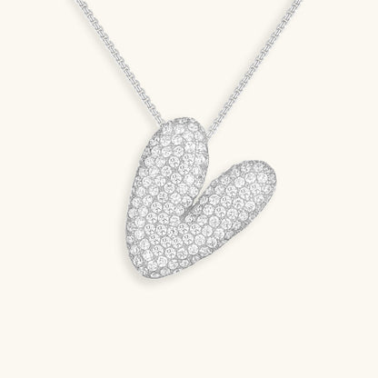 Glitter Diamant Initial Halsketting Zilver
