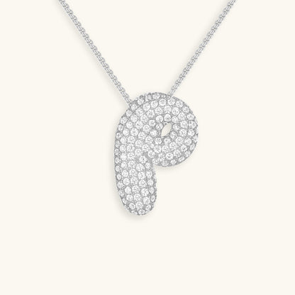 Glitter Diamant Initial Halsketting Zilver