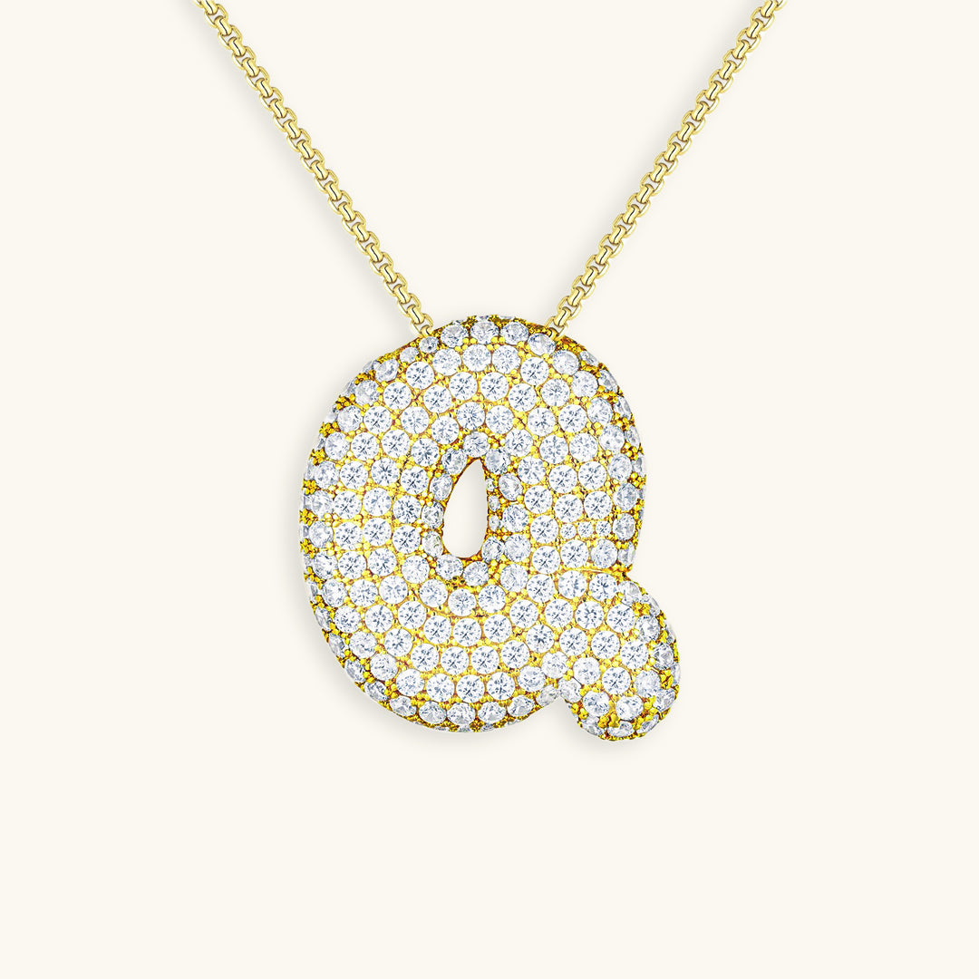 Glitter Diamant Initial Halsketting Zilver