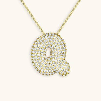 Glitter Diamant Initial Halsketting Zilver