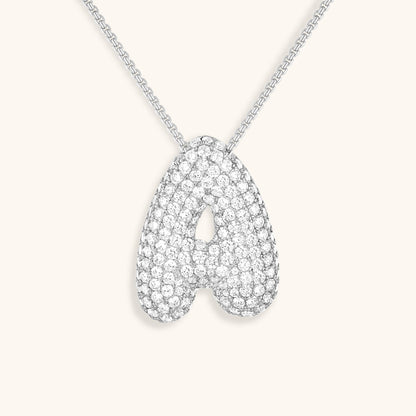 Glitter Diamant Initial Halsketting Zilver