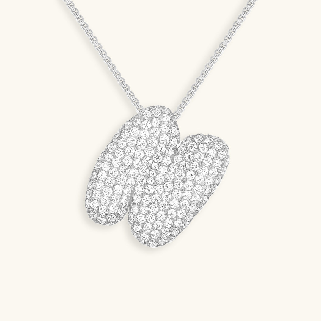 Glitter Diamant Initial Halsketting Zilver