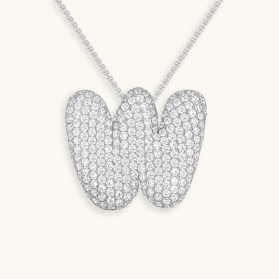Glitter Diamant Initial Halsketting Zilver