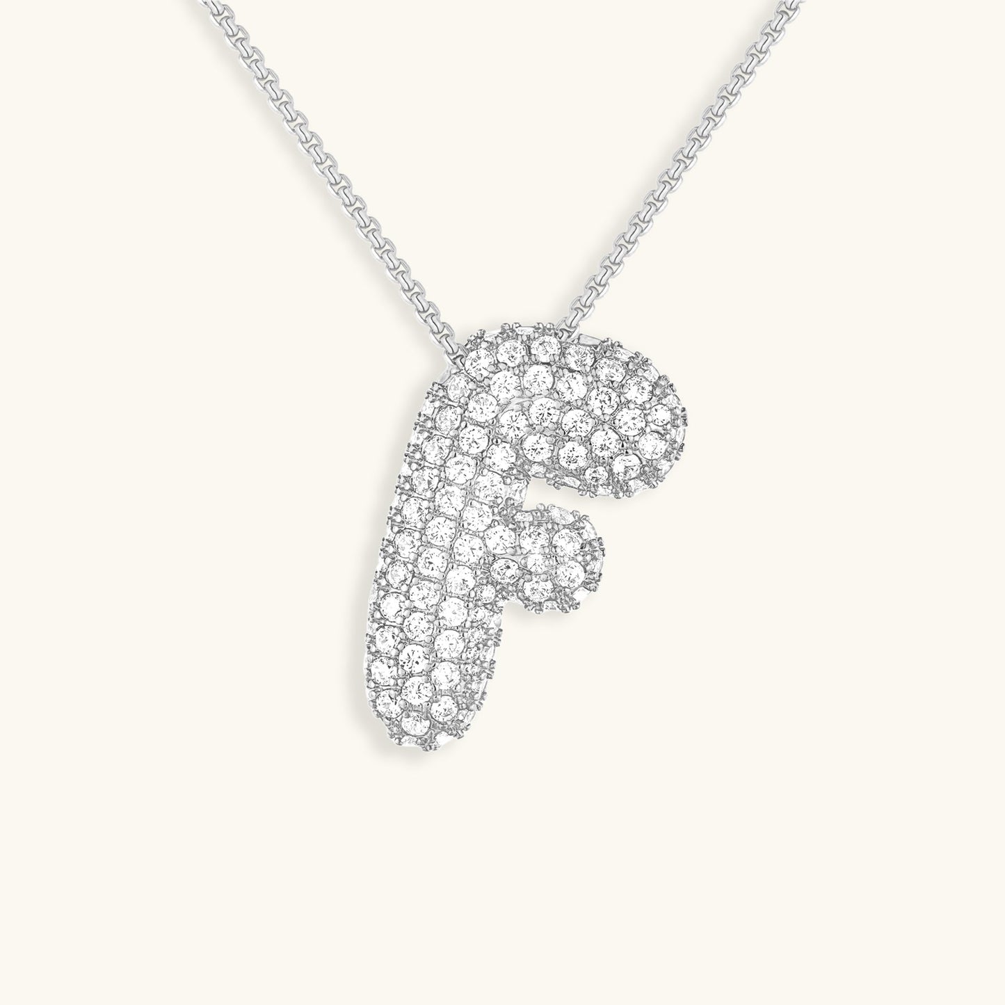 Glitter Diamant Initial Halsketting Zilver