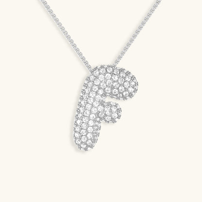 Glitter Diamant Initial Halsketting Zilver