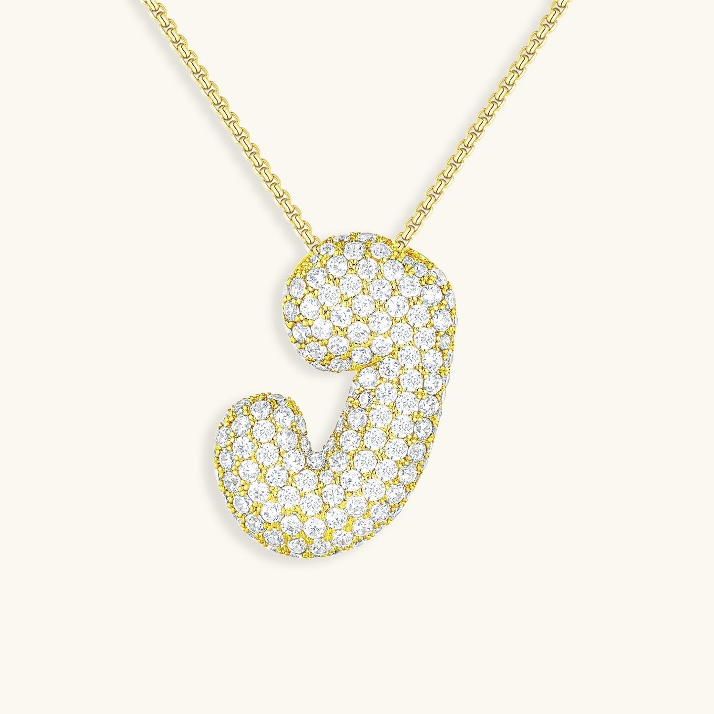 Glitter Diamant Initial Halsketting Zilver