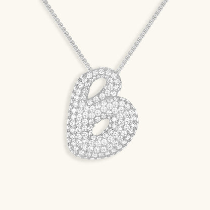 Glitter Diamant Initial Halsketting Zilver - Velinix