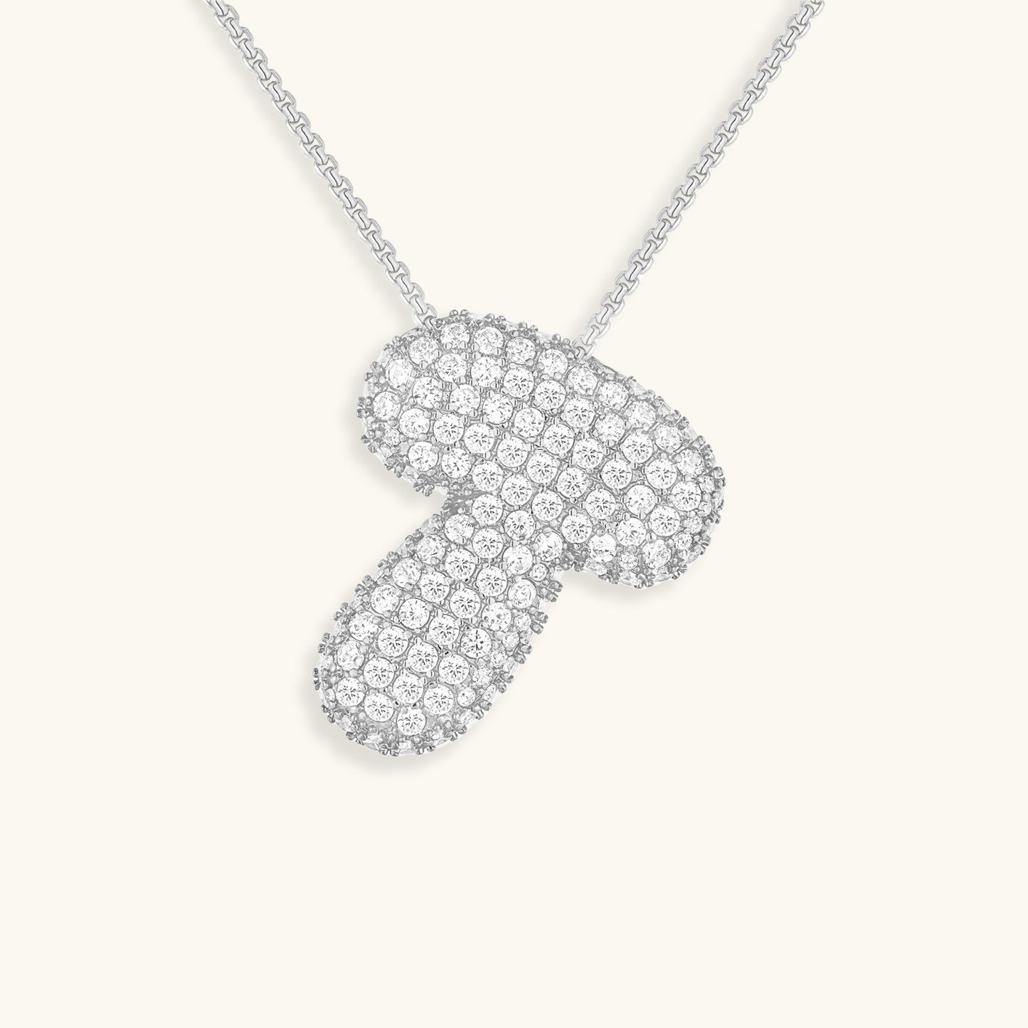 Glitter Diamant Initial Halsketting Zilver