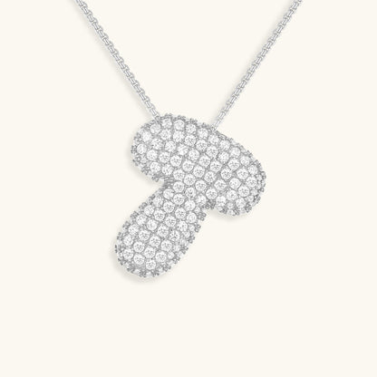 Glitter Diamant Initial Halsketting Zilver