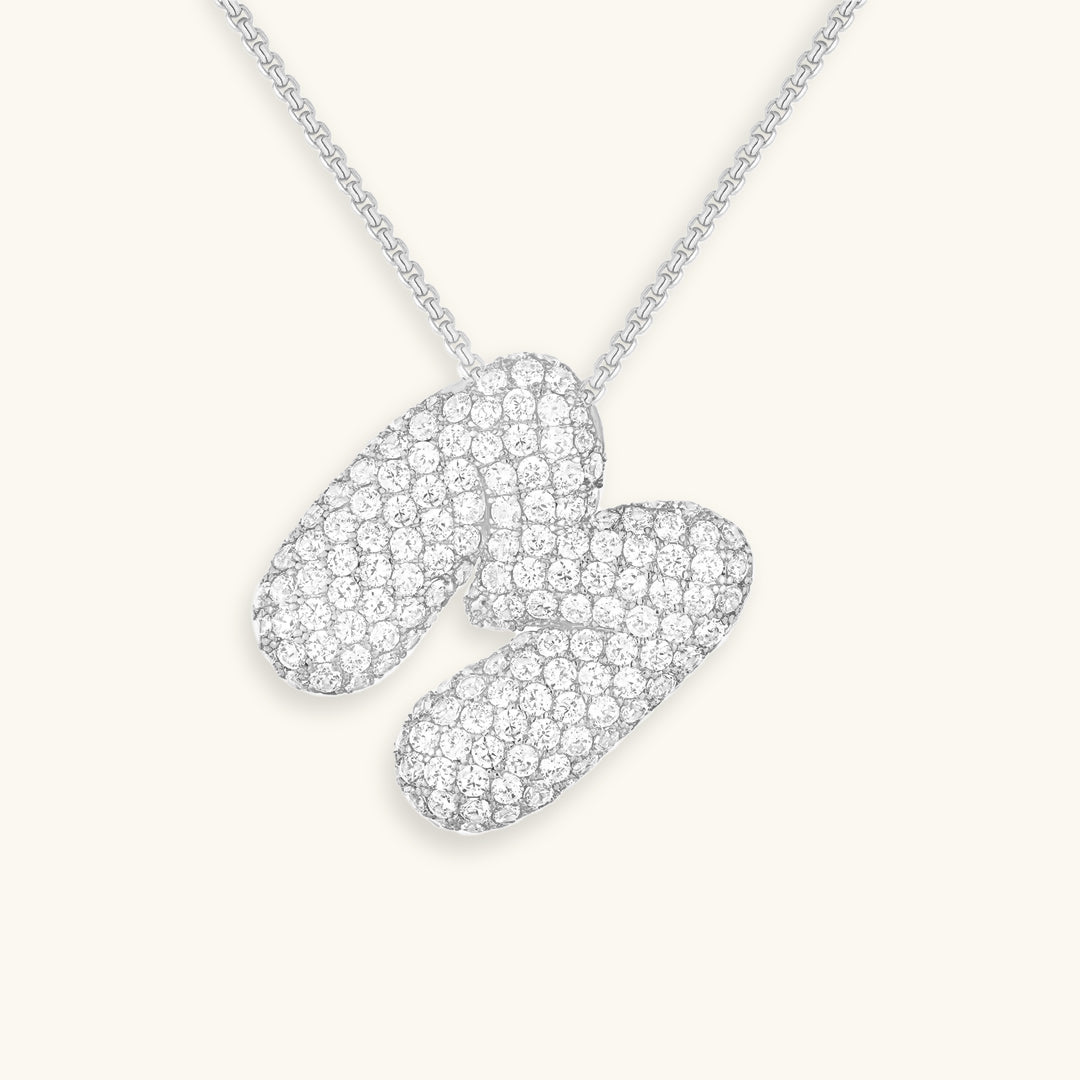 Glitter Diamant Initial Halsketting Zilver