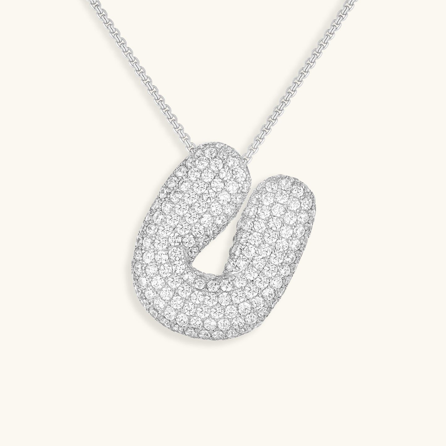 Glitter Diamant Initial Halsketting Zilver