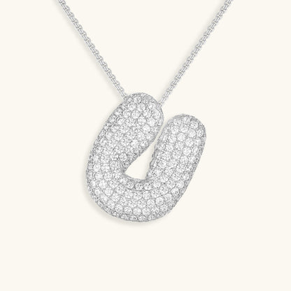 Glitter Diamant Initial Halsketting Zilver