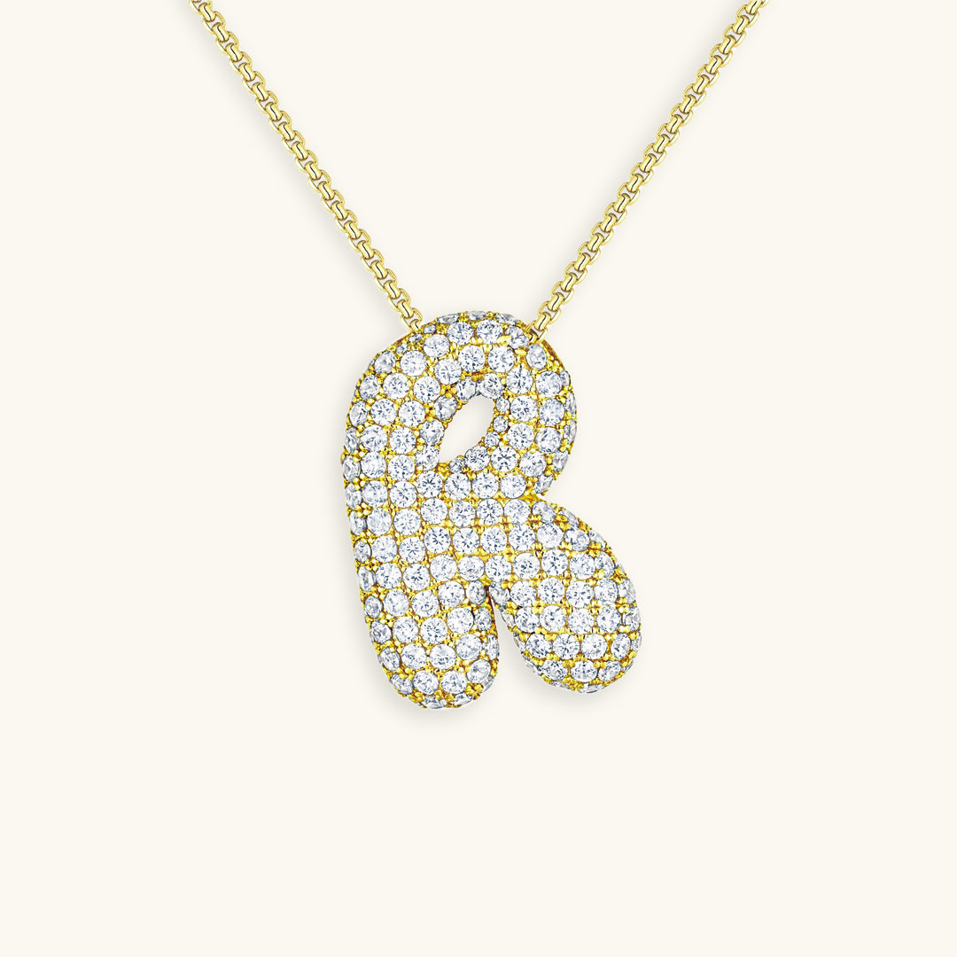 Glitter Diamant Initial Halsketting Zilver