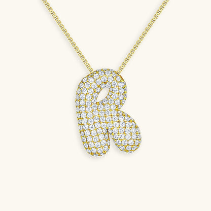 Glitter Diamant Initial Halsketting Zilver