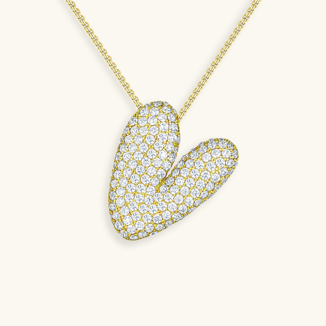Glitter Diamant Initial Halsketting Zilver