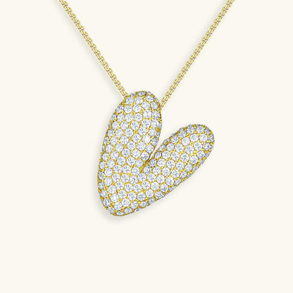 Glitter Diamant Initial Halsketting Zilver