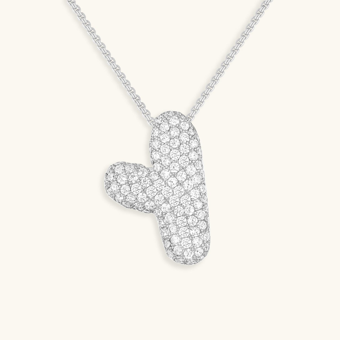 Glitter Diamant Initial Halsketting Zilver