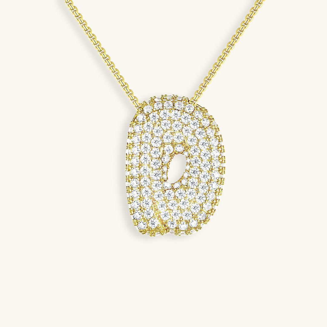Glitter Diamant Initial Halsketting Zilver