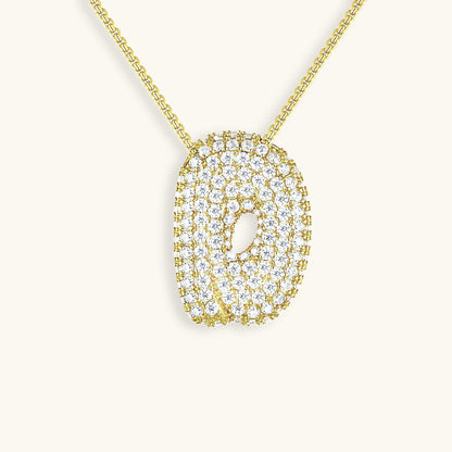 Glitter Diamant Initial Halsketting Zilver