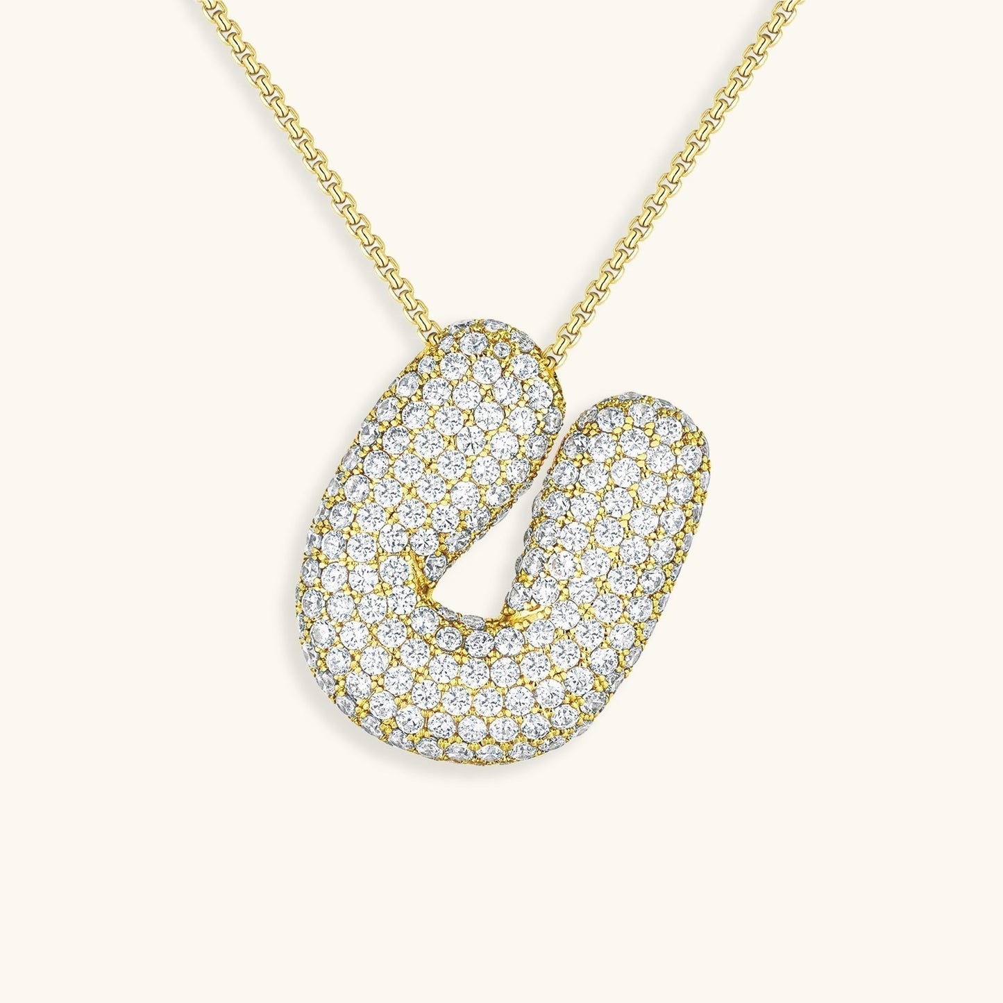 Glitter Diamant Initial Halsketting Zilver