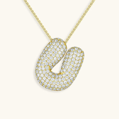 Glitter Diamant Initial Halsketting Zilver