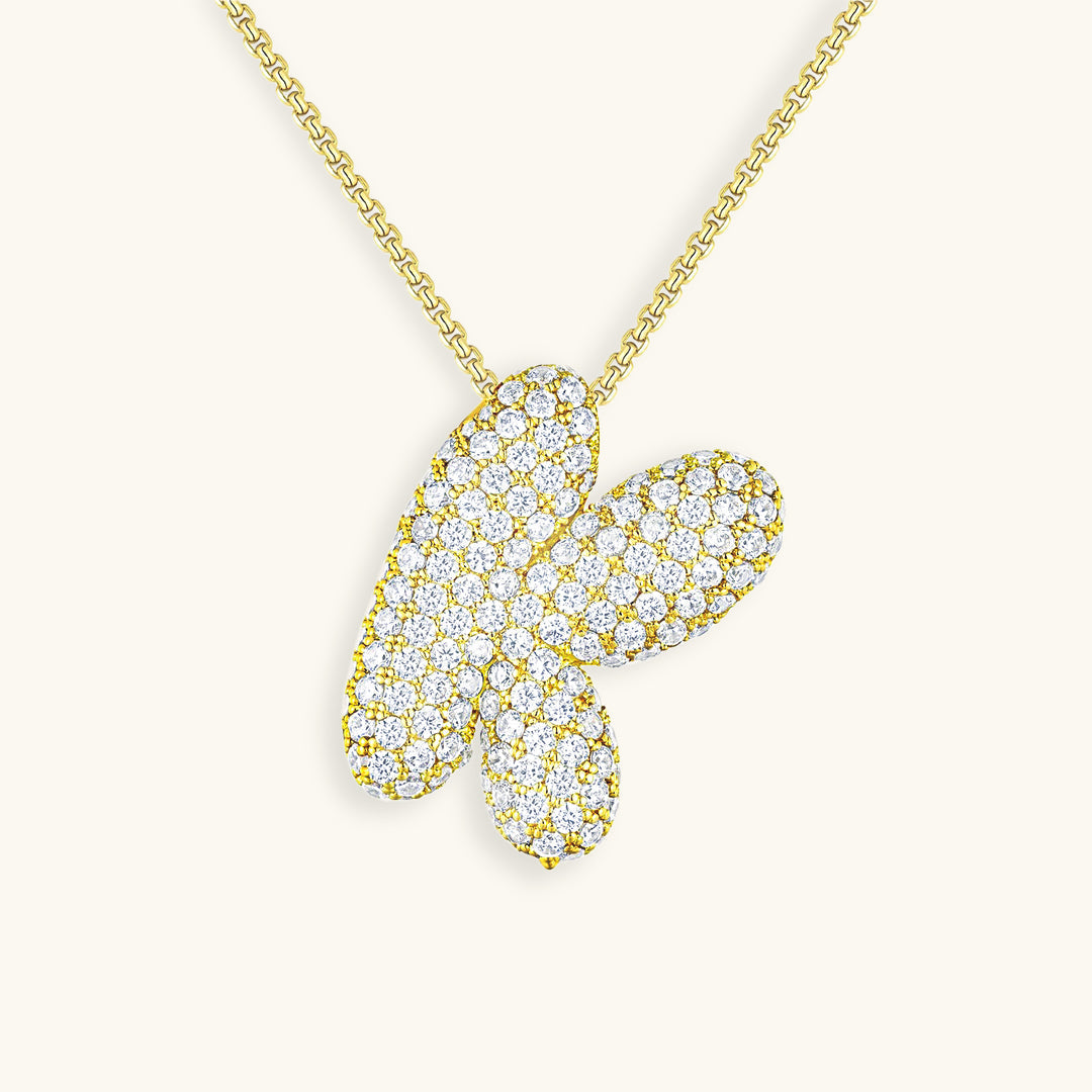 Glitter Diamant Initial Halsketting Zilver