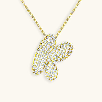 Glitter Diamant Initial Halsketting Zilver