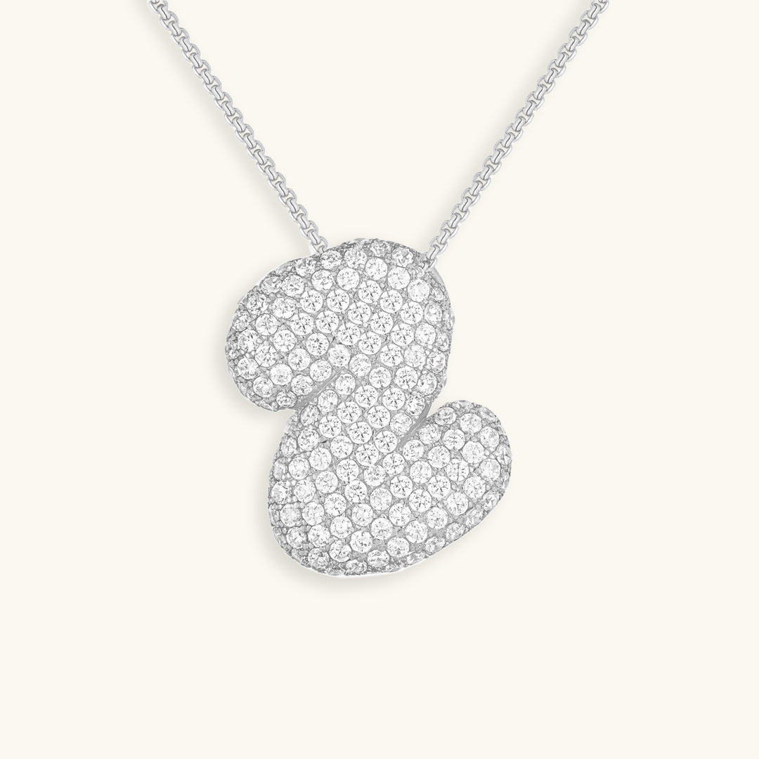 Glitter Diamant Initial Halsketting Zilver