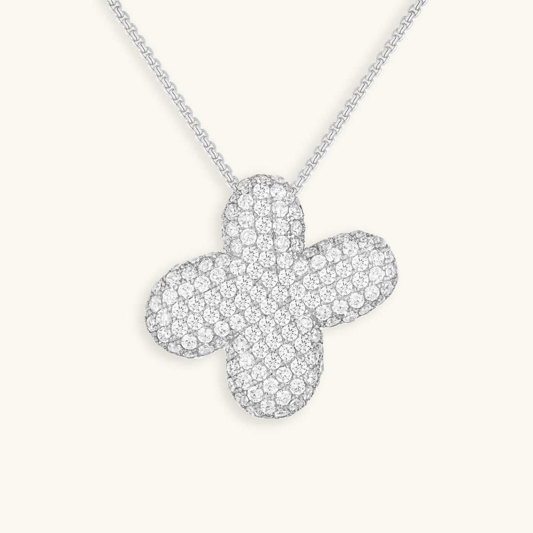 Glitter Diamant Initial Halsketting Zilver