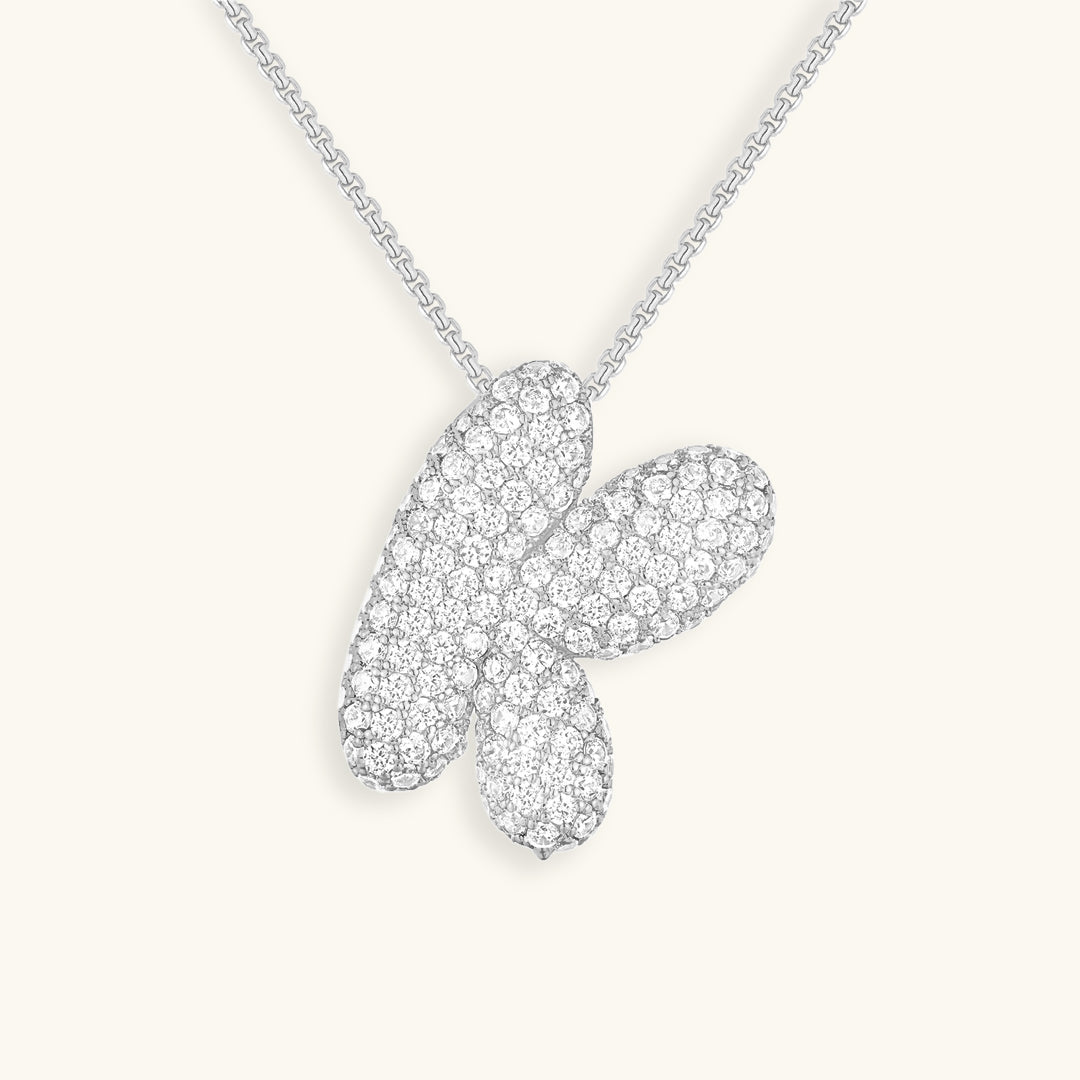 Glitter Diamant Initial Halsketting Zilver