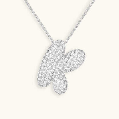 Glitter Diamant Initial Halsketting Zilver