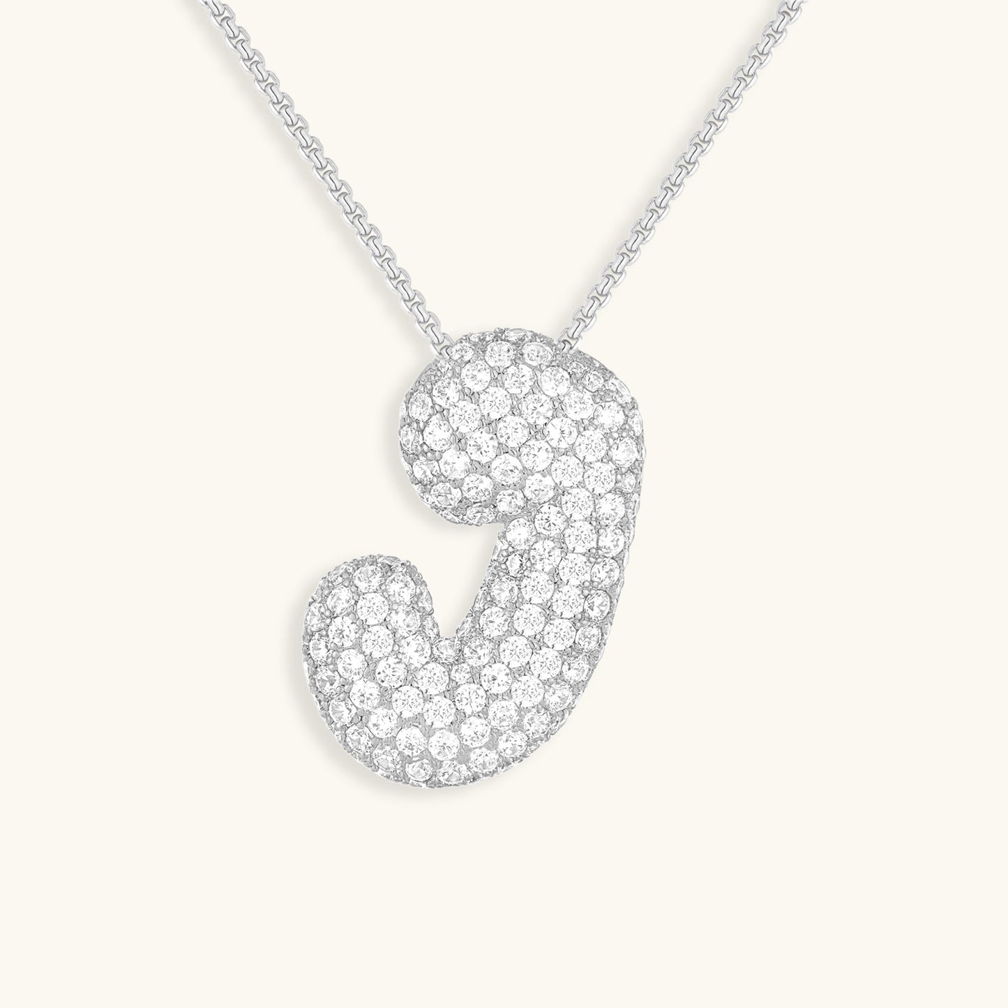 Glitter Diamant Initial Halsketting Zilver